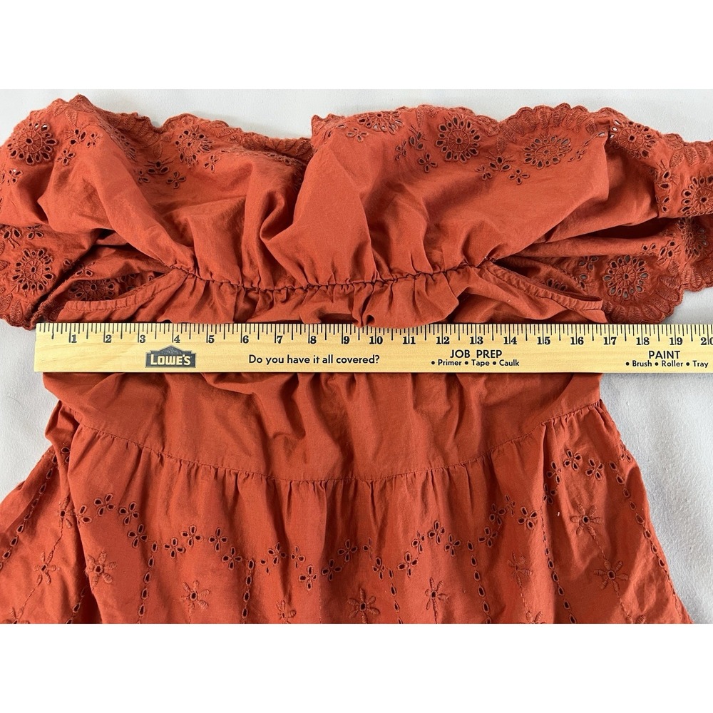 Old Navy Women's Off-Shoulder Cutwork Top Sz Large Bronzed Amber Eyelet Ruff - Picture 8 of 12